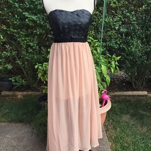 Reverse Black Faux Leather & Pink Tulle Dress